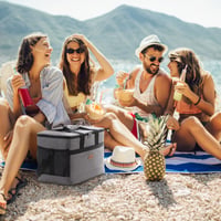 Lifewit 30L Sklopiva rashladna torba, košara za piknik velikog kapaciteta, termo torba za namirnice, kapacitet 50 limenki, siva 7
