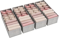 Lifewit 4 db-os Hemnes Fiókrendező Szett - Szürke Textil Tárolódoboz Ruhákhoz, Zoknikhoz, Fehérneműhöz, Gyerekruhákhoz - 39x15x11 cm 1