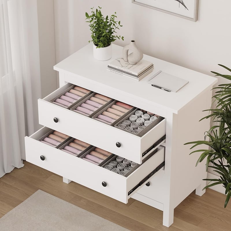 Lifewit 4 db-os Hemnes Fiókrendező Szett - Szürke Textil Tárolódoboz Ruhákhoz, Zoknikhoz, Fehérneműhöz, Gyerekruhákhoz - 39x15x11 cm