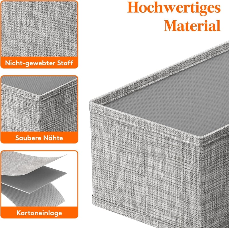 Lifewit 4 db-os Hemnes Fiókrendező Szett - Szürke Textil Tárolódoboz Ruhákhoz, Zoknikhoz, Fehérneműhöz, Gyerekruhákhoz - 39x15x11 cm