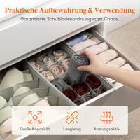 Lifewit 4 db-os Hemnes Fiókrendező Szett - Szürke Textil Tárolódoboz Ruhákhoz, Zoknikhoz, Fehérneműhöz, Gyerekruhákhoz - 39x15x11 cm 5
