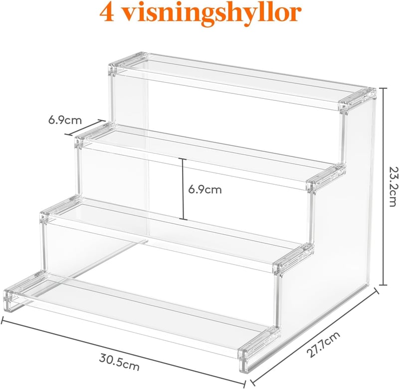 Lifewit 4-szintes Átlátszó Szervező Állvány, 30,5 cm, 2 db-os Készlet Figurákhoz, Süteményekhez, Íróasztalra, Dekorációhoz
