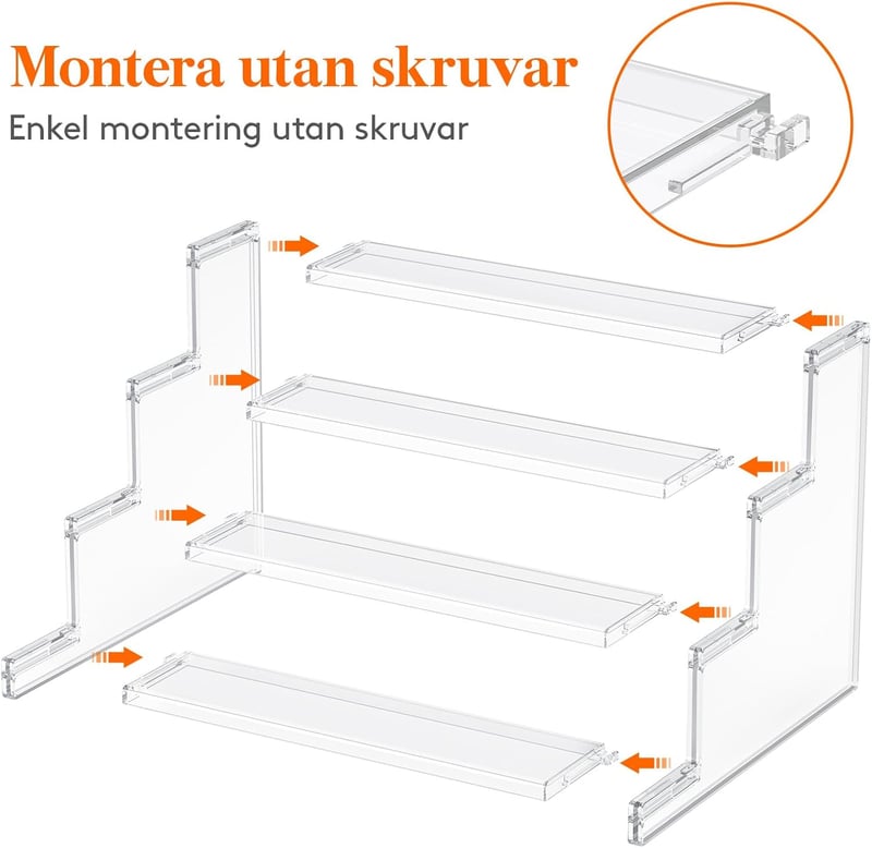 Lifewit 4-szintes Átlátszó Szervező Állvány, 30,5 cm, 2 db-os Készlet Figurákhoz, Süteményekhez, Íróasztalra, Dekorációhoz