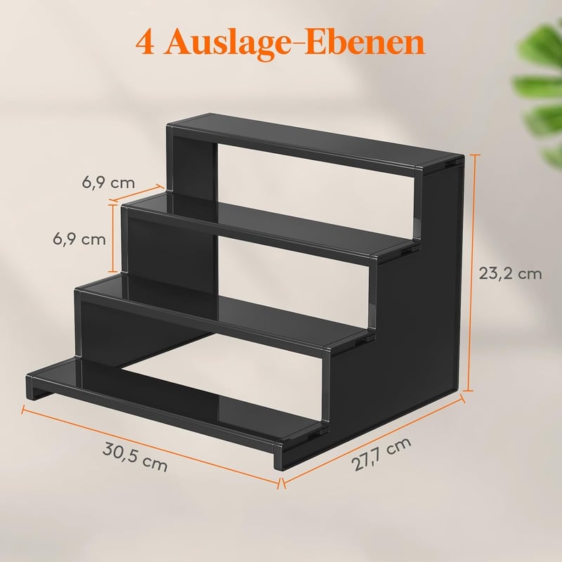 Lifewit 4 Szintes Fekete Polcos Állvány - Parfüm, Smink, Sütemény, Fűszer és Kozmetikai Rendszerező - Íróasztalra, Szekrénybe (30,5 cm)