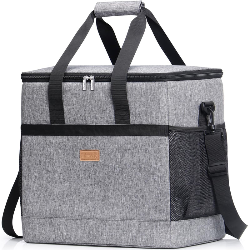 Geantă frigorifică Lifewit 40L, mare, pliabilă, izolată termic, pentru picnic, camping, călătorii și plajă, gri