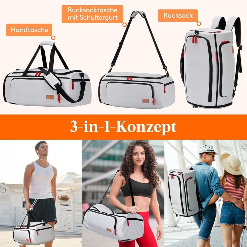 Lifewit 40L Sporttáska Cipőrekesszel és Nedves Rekesszel, Utazótáska Férfiaknak