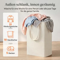 Coș de rufe pliabil și îngust Lifewit 50L - Recipient pentru rufe de culoare fildeș 3
