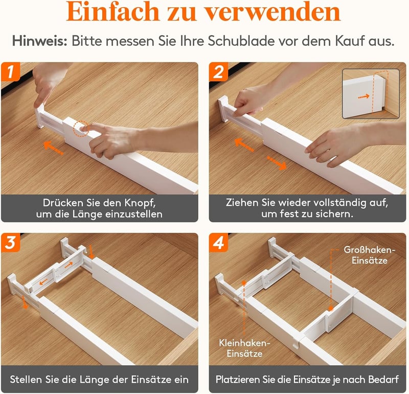 Lifewit 6 részes fiók osztó szett 40-56 cm, állítható fiók rendszerező szekrénybe