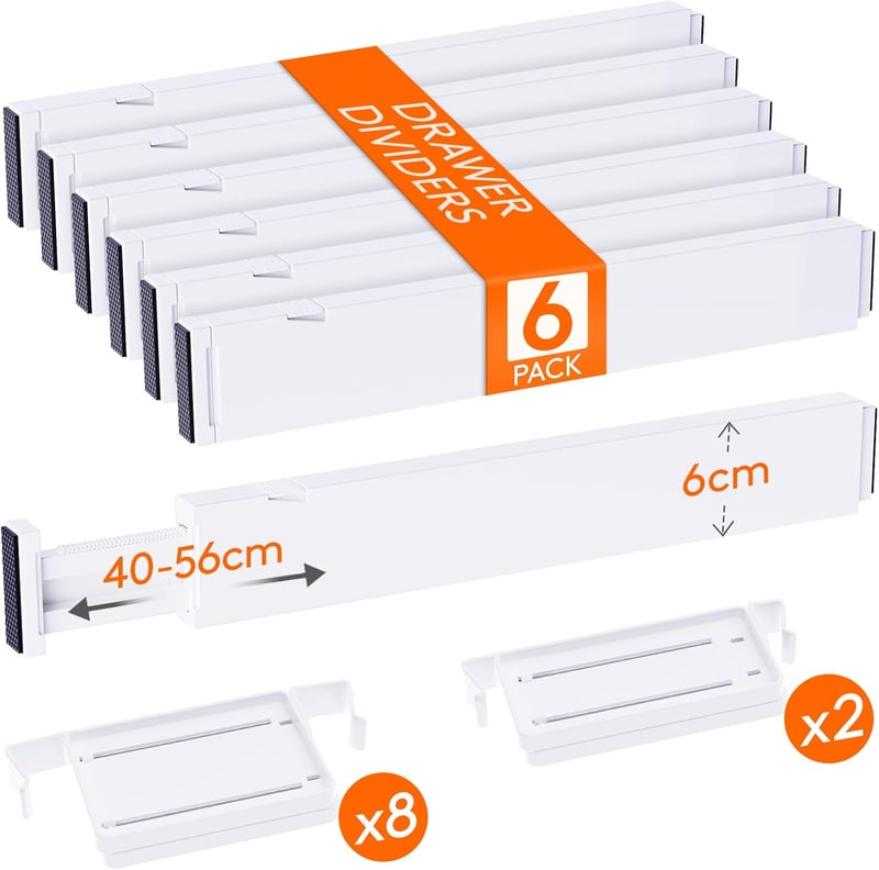 Lifewit 6 részes fiók osztó szett 40-56 cm, állítható fiók rendszerező szekrénybe