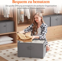 Lifewit 60L Összecsukható Tárolódoboz Szett - 6db Szürke Textil Ruhatároló Fedéllel és Fogantyúval, 56x32x33cm, Ruhákhoz, Ágyneműhöz 5