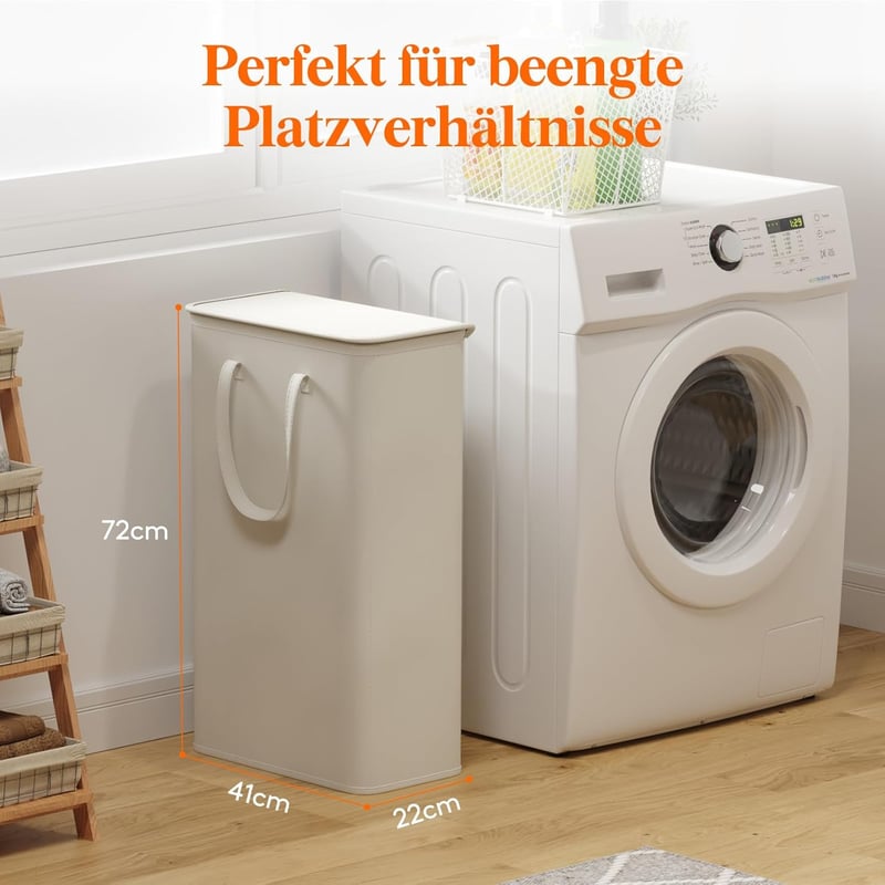 Lifewit 65L összecsukható szennyesgyűjtő fedéllel, fehér mosáskosár füllel