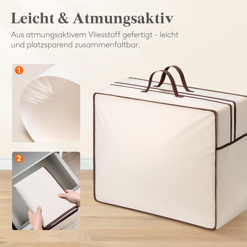 Lifewit 75L Tárolózsák 3db Erősített Fogantyúval XXL Paplan Ágynemű Tároláshoz