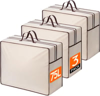 Lifewit 75L Tárolózsák 3db Erősített Fogantyúval XXL Paplan Ágynemű Tároláshoz 1