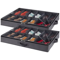 Lifewit Geantă de depozitare pentru pantofi sub pat cu fereastră transparentă și mâner, cutie pliabilă pentru pantofi, gri, 2 x 12 perechi 1