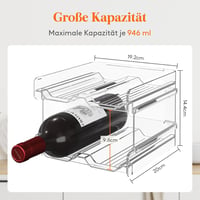 Lifewit Átlátszó Műanyag Bortartó Állvány - Hűtőbe, Konyhapultra - Rakásolható Palacktároló Rendszer 4 Üveghez - Szabadalmazott Stabilizálás 4