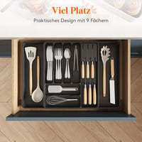 Lifewit Bővíthető Evőeszköz Tálca Fiókba, Eltávolítható Kés Tartóval, 40 cm 2