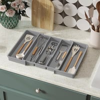 Lifewit Evőeszköz Tálca Fiókba, Bővíthető 57 cm, Szürke Szervező - 33~57 x 38 x 5 cm, 1, Gray 10