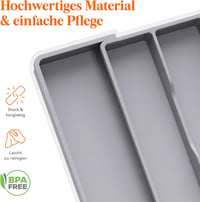 Lifewit Evőeszköz Tálca Fiókba, Bővíthető 57 cm, Szürke Szervező - 33~57 x 38 x 5 cm, 1, Gray 7