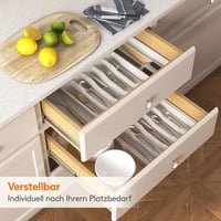 Lifewit Evőeszköz Tároló Fiók Szervező 40-50cm Fehér Expandálható Evőeszköz Rendszer 8