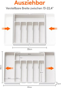 Lifewit Evőeszköz Tároló Fiók Szervező 40-50cm Fehér Expandálható Evőeszköz Rendszer 3