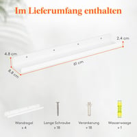 Lifewit Fali Polc Szett - 4 db 61 cm-es Akril U-alakú Lebegő Könyvespolc Gyerekszobába, Nappaliba - Fehér Minimál Dizájn Játékokhoz, Könyvek 3