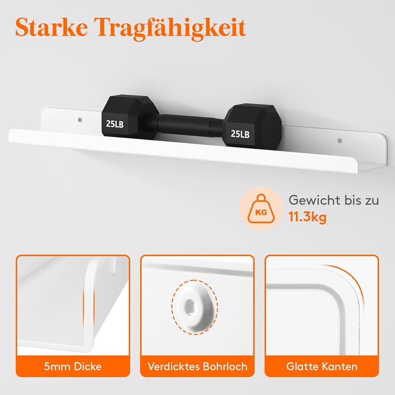 Lifewit Fali Polc Szett - 4 db 61 cm-es Akril U-alakú Lebegő Könyvespolc Gyerekszobába, Nappaliba - Fehér Minimál Dizájn Játékokhoz, Könyvek