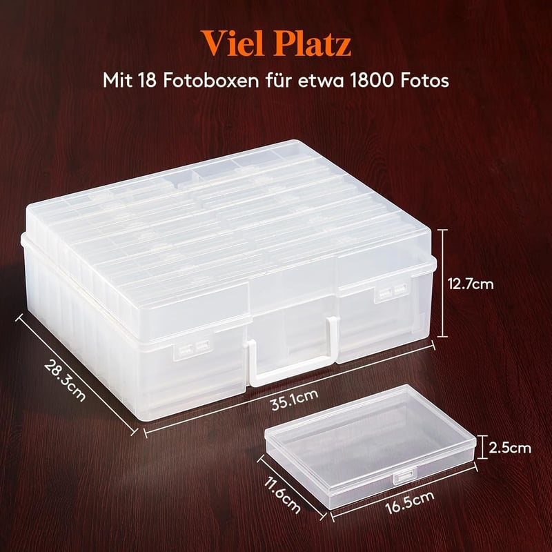 Lifewit Fotótárolás Doboz 18 Rekesszel, Átlátszó Szerveződoboz 10,1x15,2cm