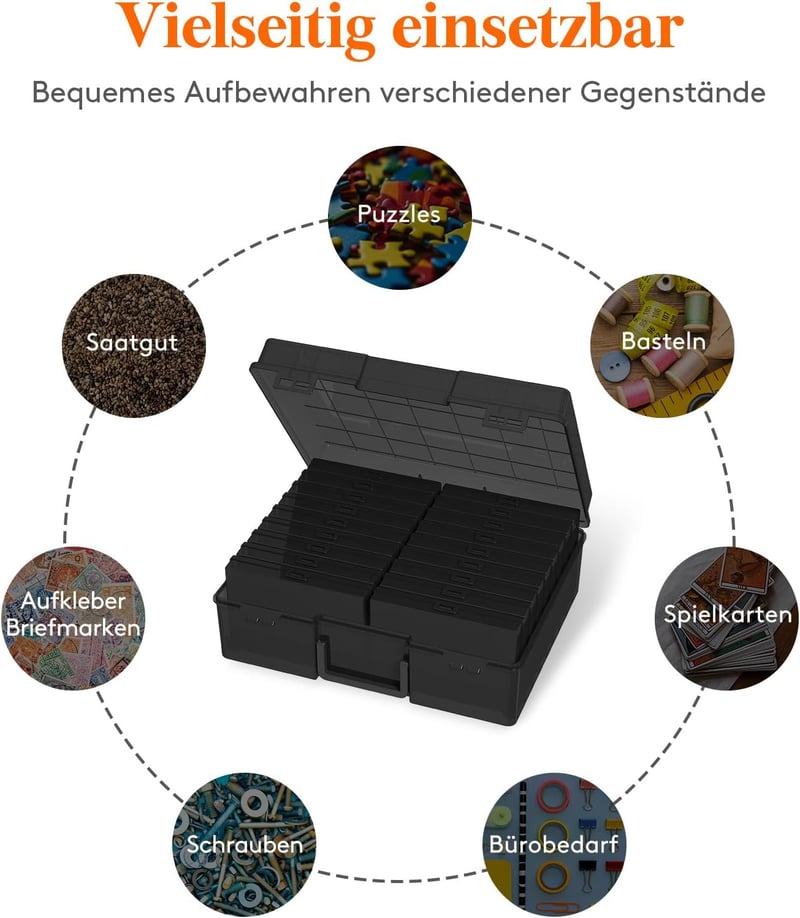 Lifewit Fotótárolódoboz 10,1x15,2cm 18 rekesszel Fekete - 1, Black