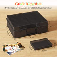 Lifewit Fotótárolódoboz 10,1x15,2cm 18 rekesszel Fekete - 1, Black 3
