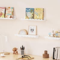 Lifewit Gyerekszobai Fali Polc Szett 4 db 38 cm Fehér Könyvespolc Babaszobához 8