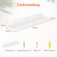 Lifewit Gyerekszobai Fali Polc Szett 4 db 38 cm Fehér Könyvespolc Babaszobához 3