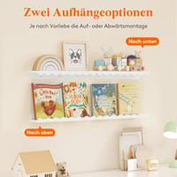Lifewit Gyerekszobai Fali Polc Szett 4 db 38 cm Fehér Könyvespolc Babaszobához 6