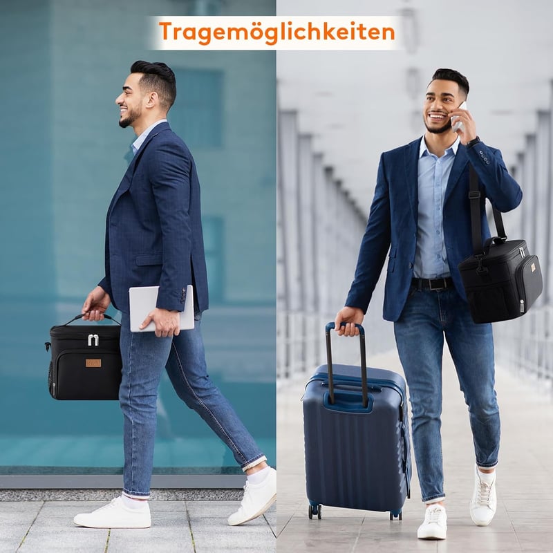 Lifewit Hőszigetelt Hűtőtáska 15L - Újrahasználható Ebédtáska, Szivárgásmentes Hordozható Hűtődoboz Állítható Vállpánttal, Fekete, 24 Dobozo