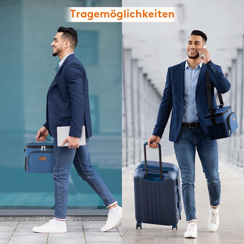 Lifewit Hőszigetelt Hűtőtáska 9L - Szivárgásmentes Ebédtáska Állítható Vállpánttal, Munkába/Piknikre, Sötétkék, 12 Dobozos Kapacitás, BPA-me