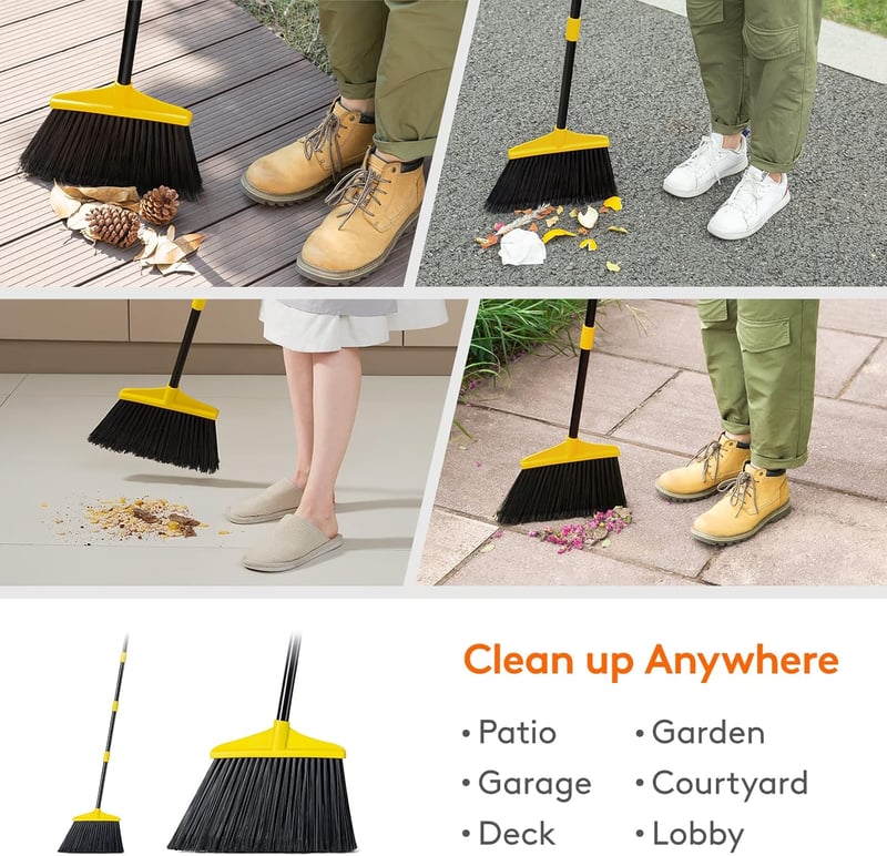 Lifewit Kültéri-Beltéri Seprű Nehéz Feladatokhoz - 1,35m Hosszabbítható Nyéllel, Saroktisztító Nylon Sörtékkel Teraszhoz, Garázs, Járda Taka