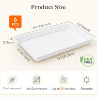 Lifewit Műanyag Tálca Szett 6 db 36,7x24 cm Fehér BPA-Mentes 2