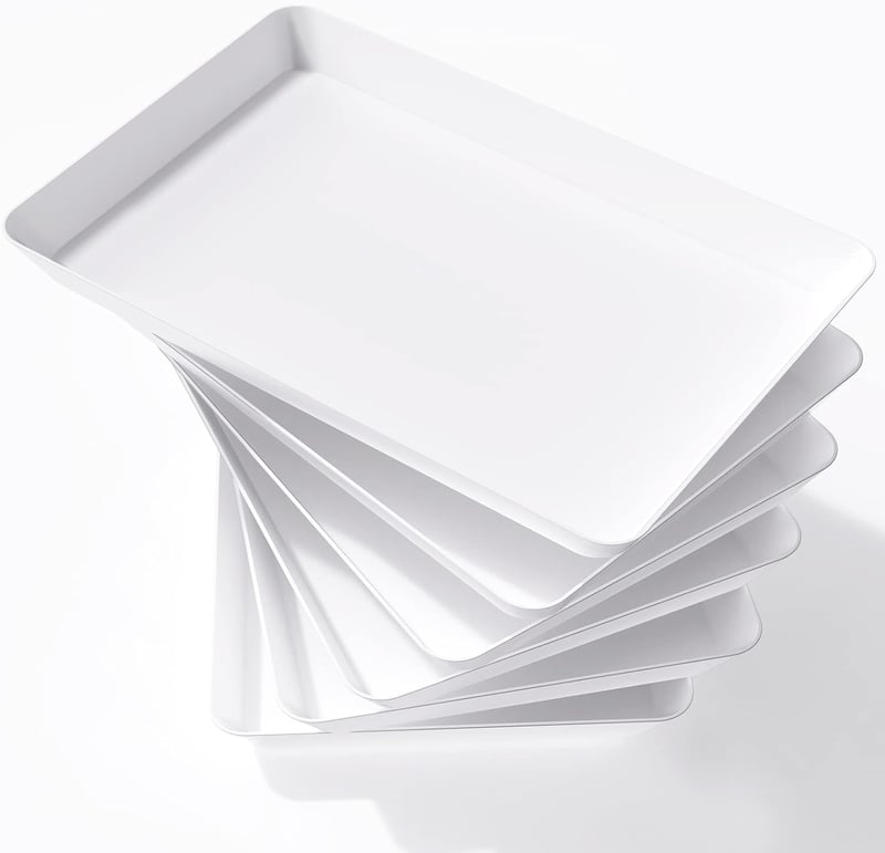 Lifewit Műanyag Tálca Szett 6 db 36,7x24 cm Fehér BPA-Mentes