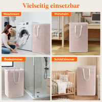 Lifewit Skladací kôš na bielizeň s úchytkami, 75 l, vodoodolný úložný box na oblečenie, uteráky a hračky, ružový 8