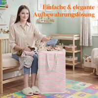 Lifewit Skladací kôš na bielizeň s úchytkami, 75 l, vodoodolný úložný box na oblečenie, uteráky a hračky, ružový 9