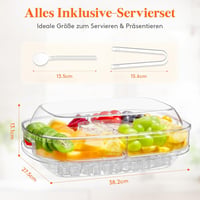 Lifewit Ovális Tálca Fedővel, 6 Rekeszes Snack Box Ládika 4