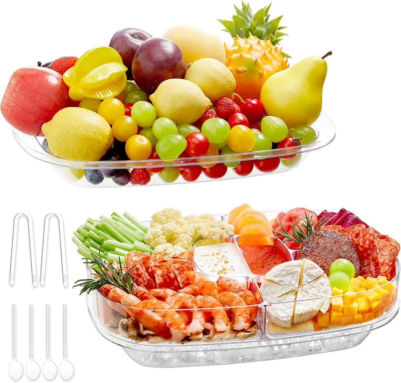 Lifewit Ovális Tálca Fedővel, 6 Rekeszes Snack Box Ládika