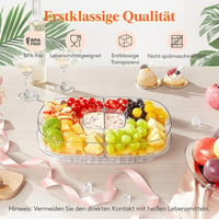 Lifewit Ovális Tálca Fedővel, 6 Rekeszes Snack Box Ládika 2