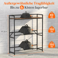 Voľne stojaci stojan na nápojové prepravky Lifewit pre 6 prepraviek s policou, kovový, nosnosť 340 kg, rustikálna hnedá, 32 x 104 x 117,3 cm 2