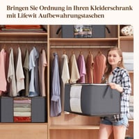 Lifewit Set 6 Genți de Depozitare, 90 L, Cutii Mari de Depozitare cu Capac pentru Pilote, Pături, Haine, Gri, Organizator Pliabil pentru Dulap 9