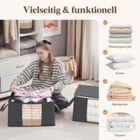 Lifewit Set 6 Genți de Depozitare, 90 L, Cutii Mari de Depozitare cu Capac pentru Pilote, Pături, Haine, Gri, Organizator Pliabil pentru Dulap 6