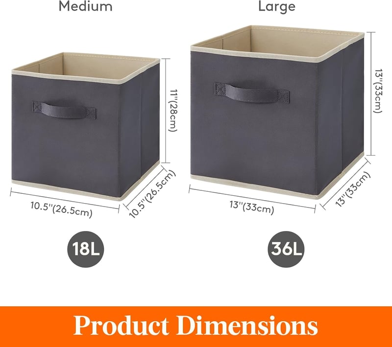Lifewit Tárolókocka szett 16db 11 inch szürke összecsukható tárolóbox