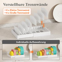 Lifewit Tejesdoboz Fedél Tartó 25-44 cm, Fehér Fiók Szervező 8 Osztóval - Groß (erweiterbar) 3