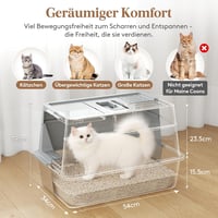 Lifewit XXL Macska WC Rozsdamentes Acélból - Fedeles Macskatoalett Pedálos Nyitással, Elülső Bejárattal, Lapáttal, Szürke, Nagyméretű Cicákn - gray, 22.8cm, 1 Packung 2