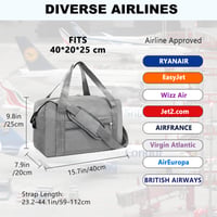 lifwimner Sklopiva putna torba 40x20x25 cm Ručna prtljaga za Ryanair avion Vikend torba za žene i muškarce 20L tamnosiva 2