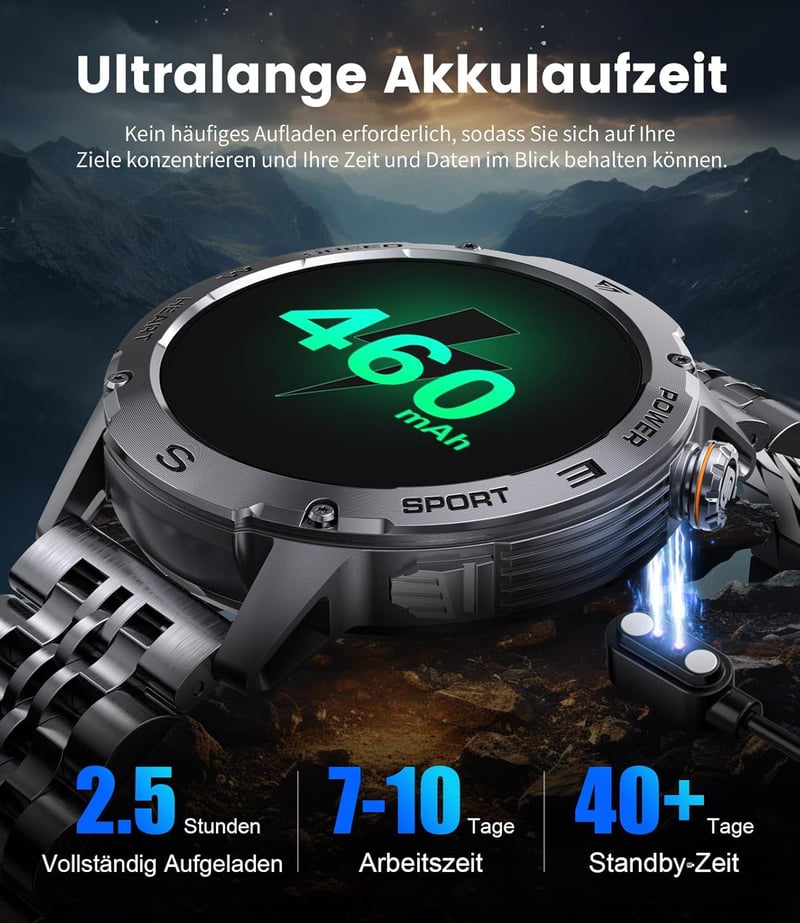 LIGE EF1 PRO Férfi Okosóra 1.43" AMOLED Kijelzővel - Bluetooth Hívás, 170+ Sportmód, 24/7 Pulzusmérés, IP68 Vízállóság, Android/iOS Kompatib